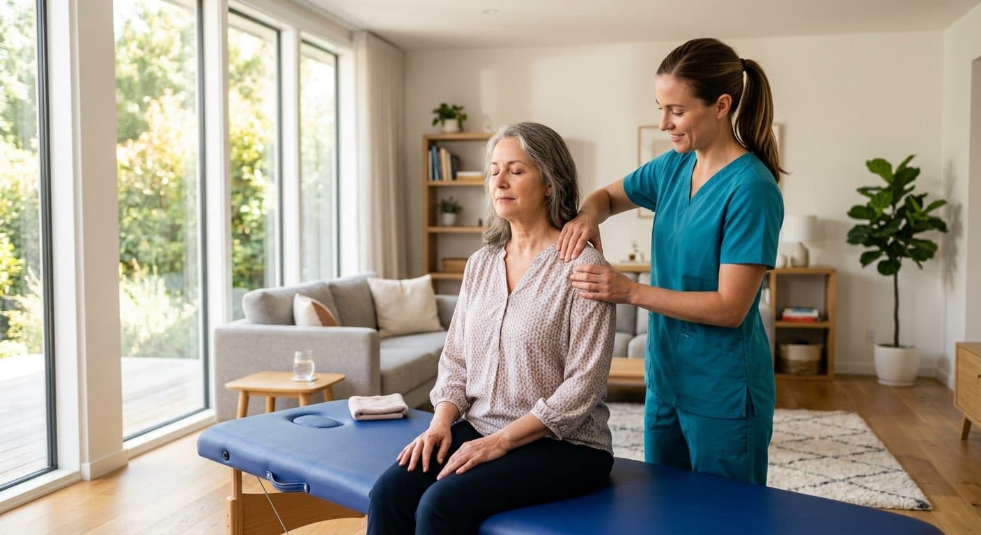Evde fizyoterapi hizmeti - uzman fizyoterapist tedavi uyguluyor